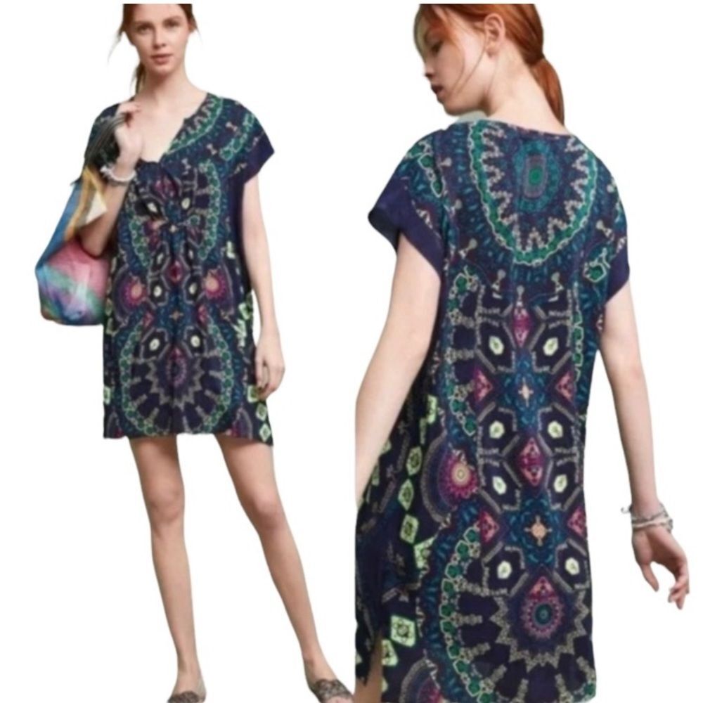 Maeve Anthropologie Silk Medallion‎ Tunic Slip Dress - XS